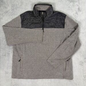 Eddie Bauer Sweater Mens XL Gray 1/4 Zip Soft Shell Knit Mix Casual Pullover